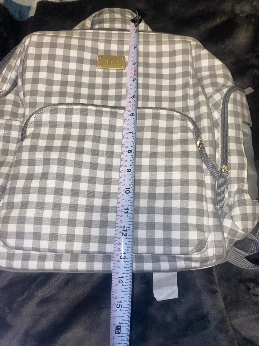 Carter's Gray and White Gingham Diaper Backpack